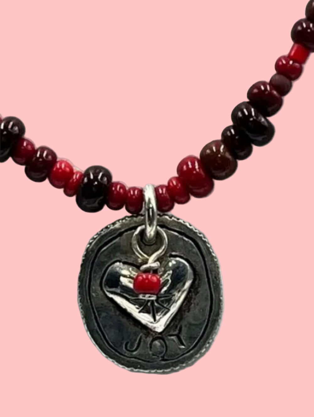 Peyote Bird Sterling Silver 925 Heart Joy Pendant Red Bead Santa Fe Necklace
